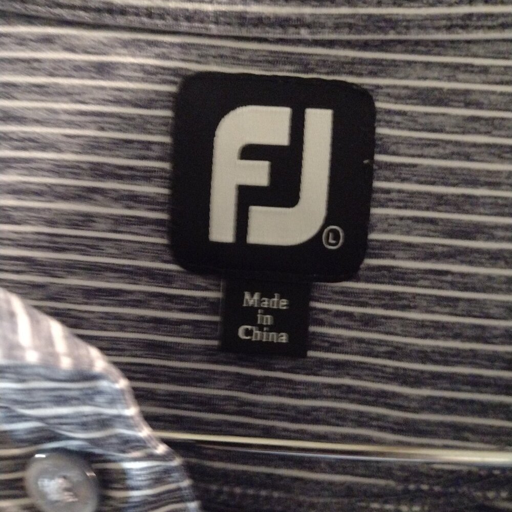 Fj Footjoy mens XLt striped shirt with Mitsubishi Electric monogram